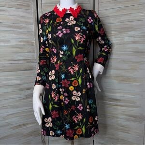 Ted Baker Tillena Embellished Collar Dress black floral Ted Sz 1 = US 4 SMALL